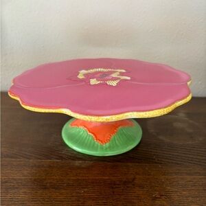 Lenox Floral Fusion 10" diameter ceramic pedestal cake stand.